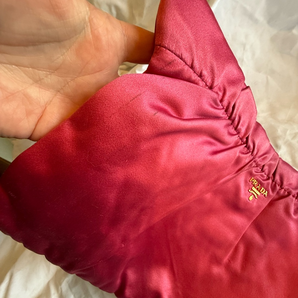 Prada Fuchsia Satin Pouch with Gold Accent - Picture 16 of 16